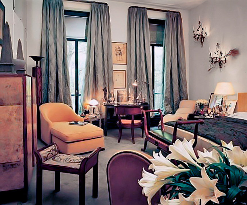 Bedroom-Chambre-55-Rue-De-Babylone-Paris--Yves-Saint-Laurent-Pierre-Berge-Home-Apartment--House--Mapswonders.com